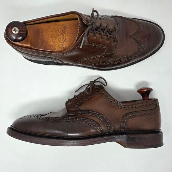 POLO RALPH LAUREN X CROCKETT & JONES MARLOW CIGAR SHELL CORDOVAN WINGTIPS 8.5 D - Picture 1 of 11